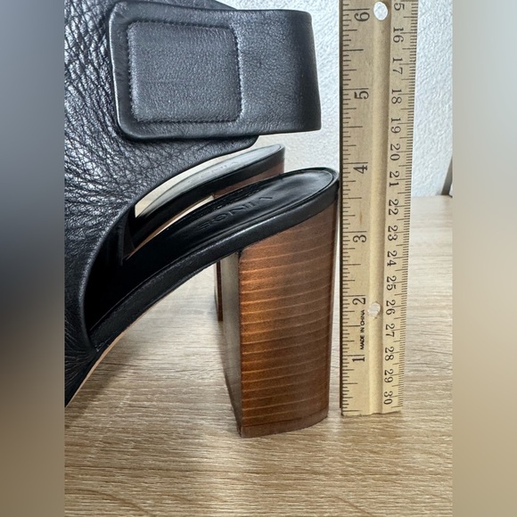 Vince Size 9.5M Black Leather Open Toe Block Heels Slingback Sandals Bootie - Picture 3 of 15